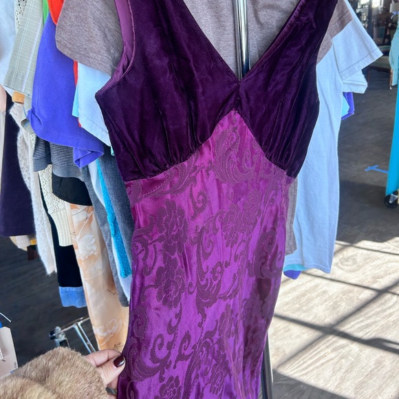 vintage purple velvet floral prom dress roberta whimsygoth formal maxi dress - Picture 11 of 13